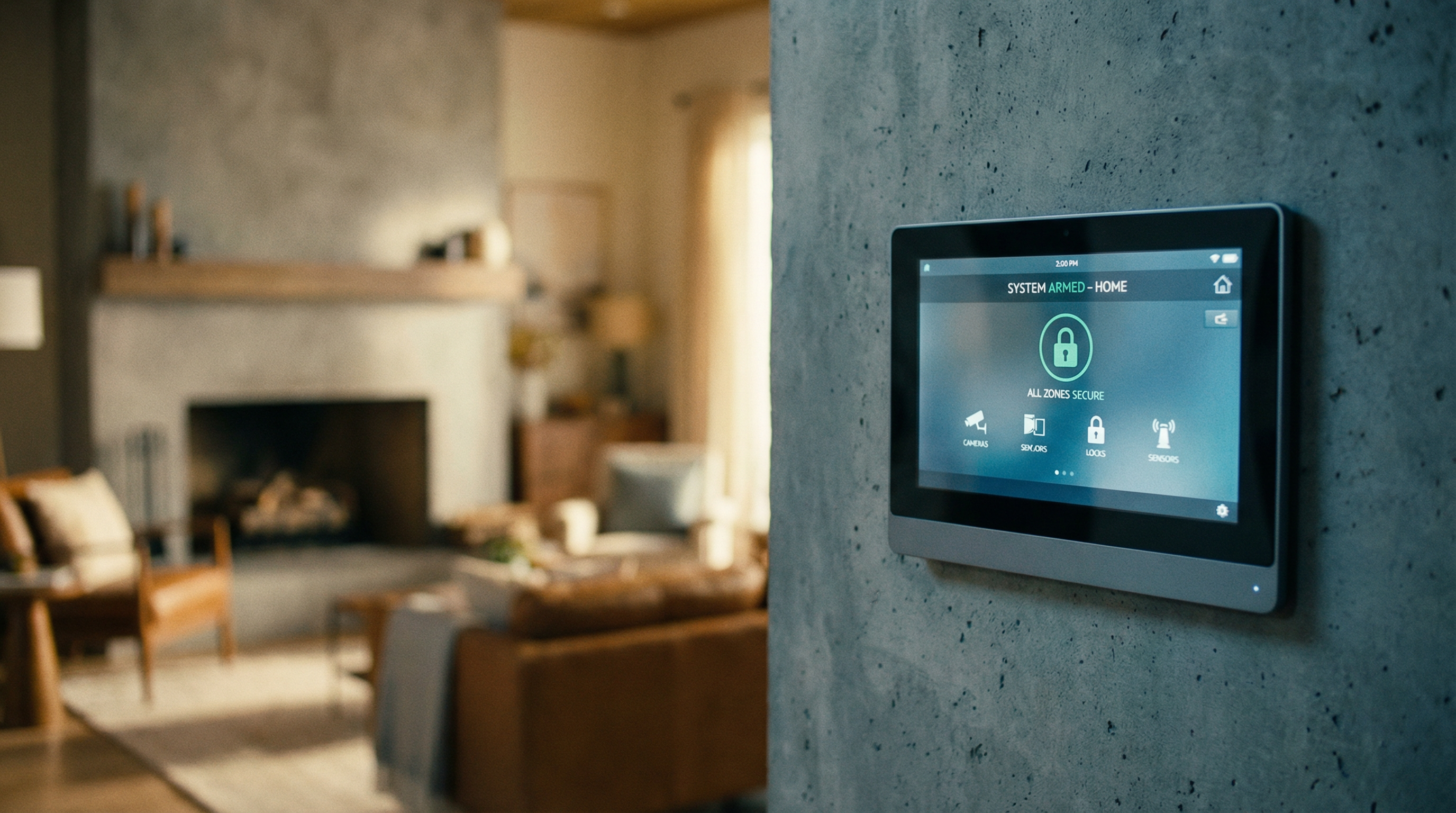 Modern home security system interface